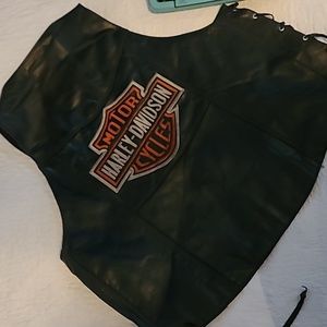 Genuine Leather Vest with Harley Davidson Embroidery